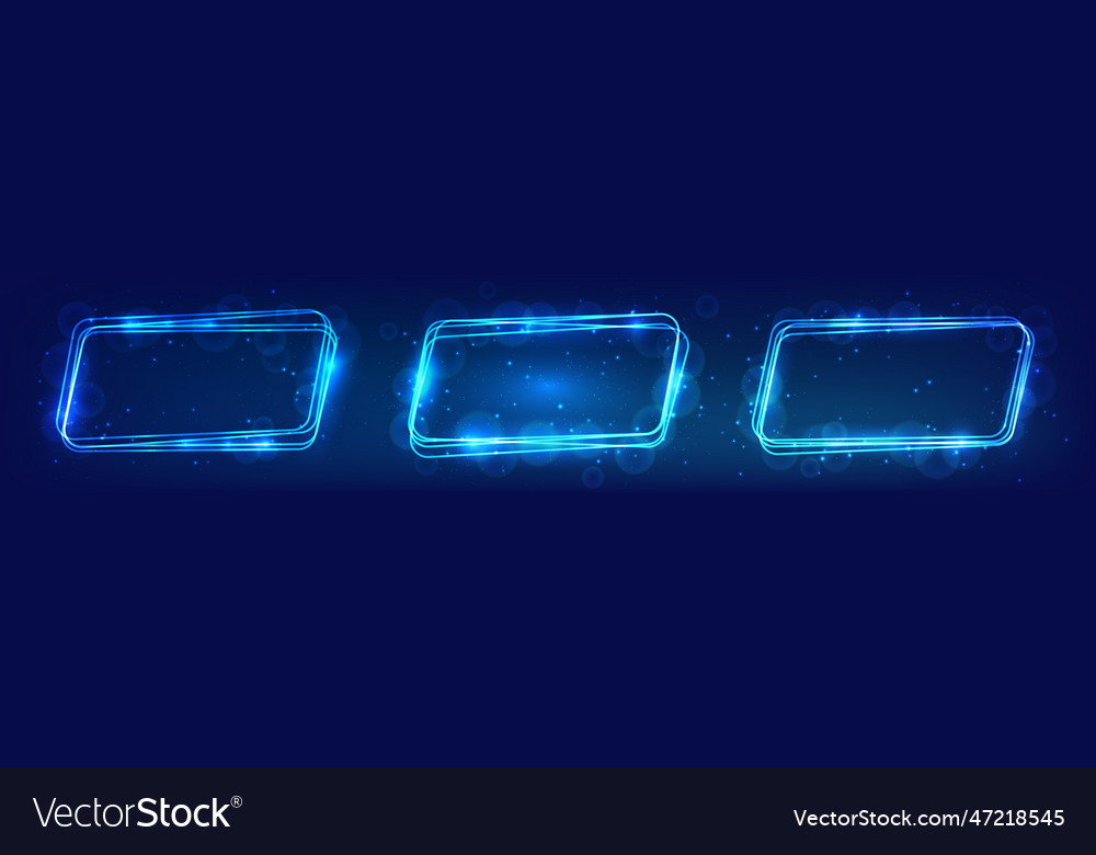 Neon rounded parallelogram frame with shining vector image Neon rounded parallelogram frame with shining