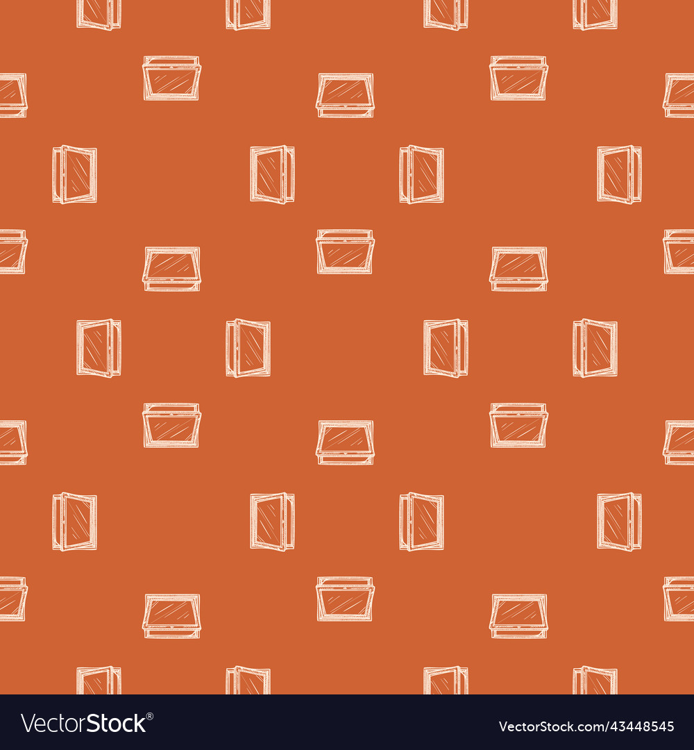 Opened window lean forward seamless pattern retro
