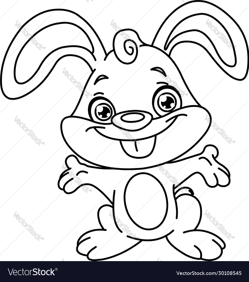 Outlined happy bunny Royalty Free Vector Image