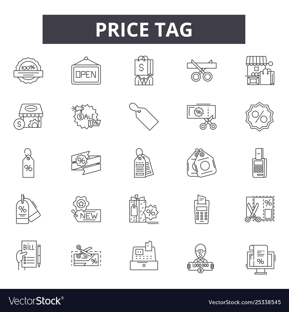 Price rag line icons signs set linear