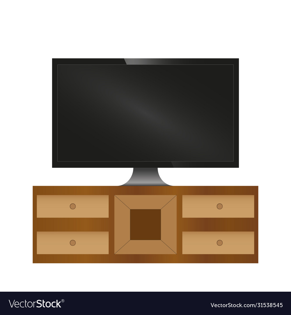 Realistische geführte TV auf Nachttisch Innenleben vector image Realistische geführte TV auf Nachttisch Innenleben