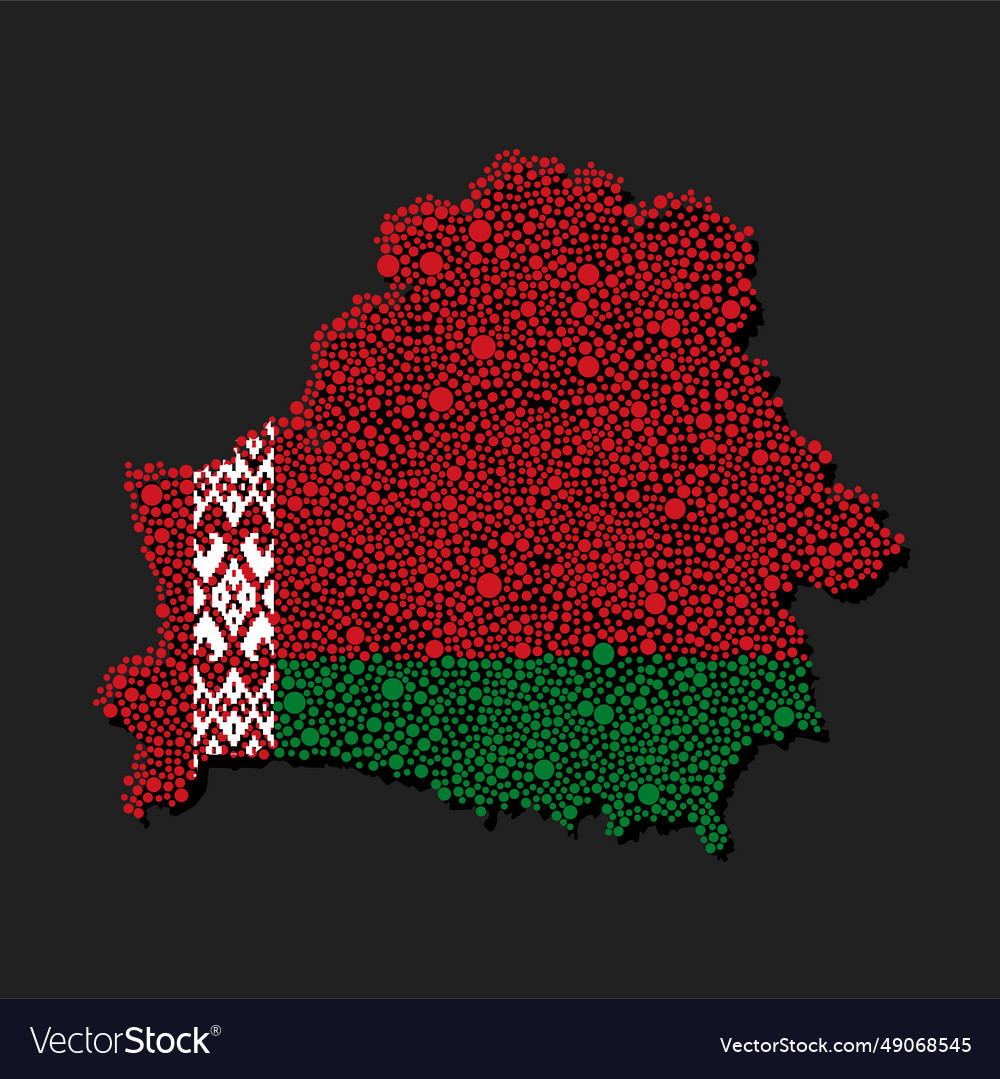 Silhouette map belarus flag made color dots Vector Image Silhouette map belarus flag made color dots