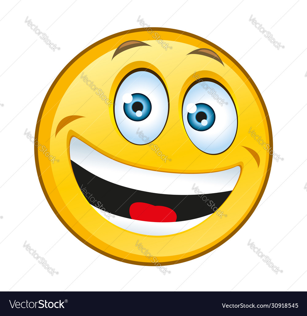 Typical laughing yellow smilie Royalty Free Vector Image