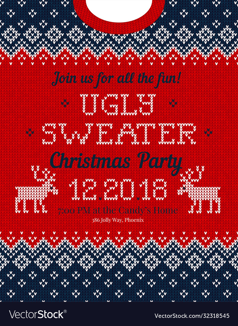 Ugly sweater christmas party invite knitted