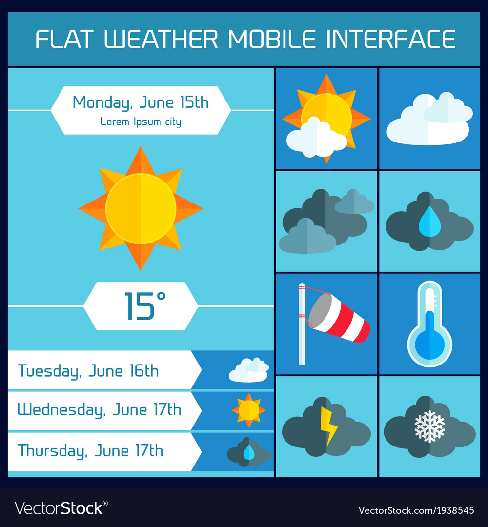 Weather ui flat design elements for web and mobile