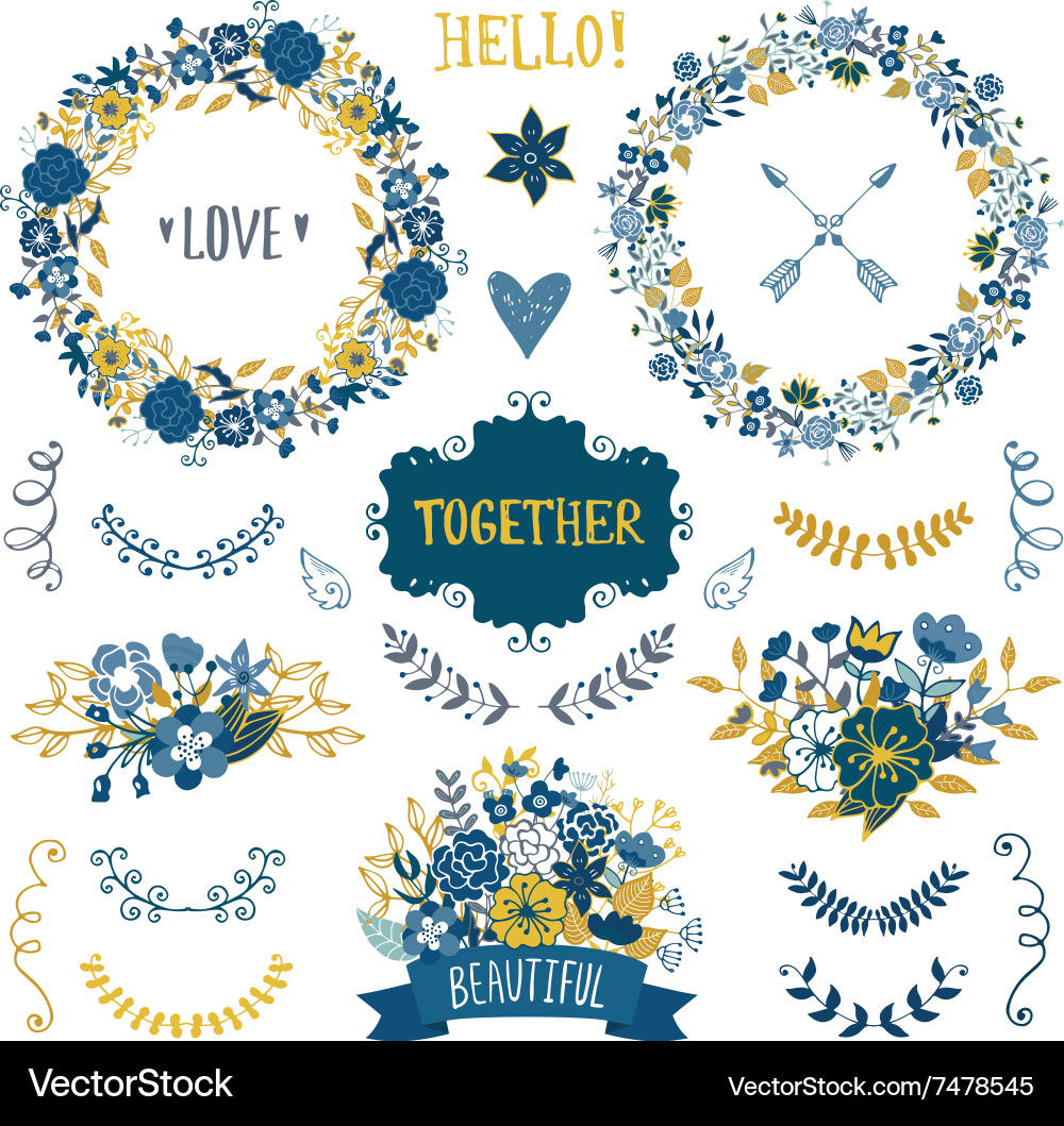 Wedding vintage elements collection Royalty Free Vector