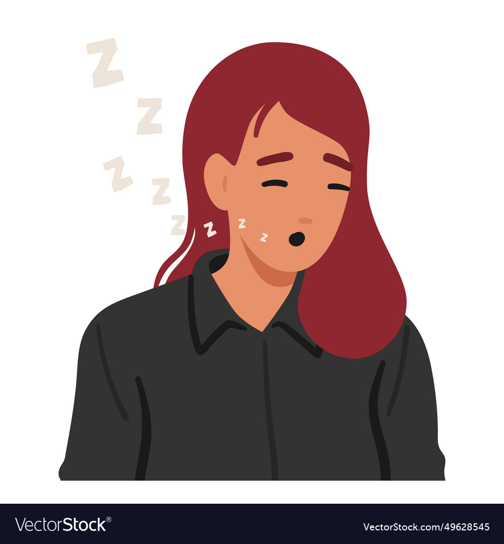 Woman character face displays a sleepy emotion Vector Image