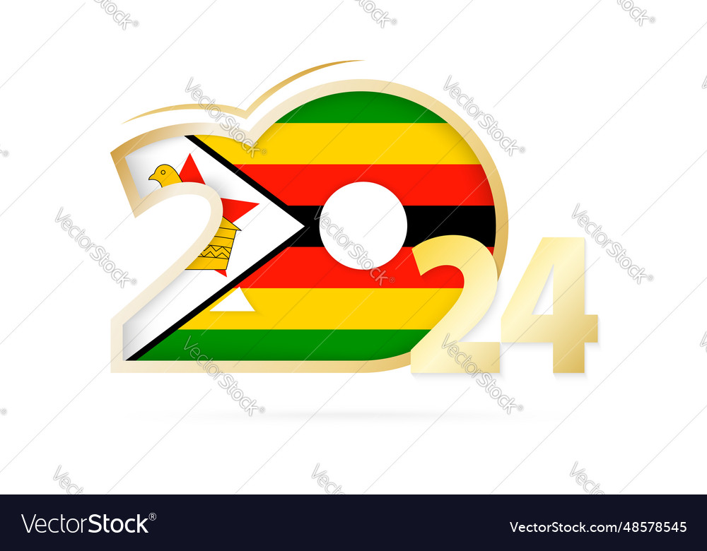 Year 2024 with zimbabwe flag pattern