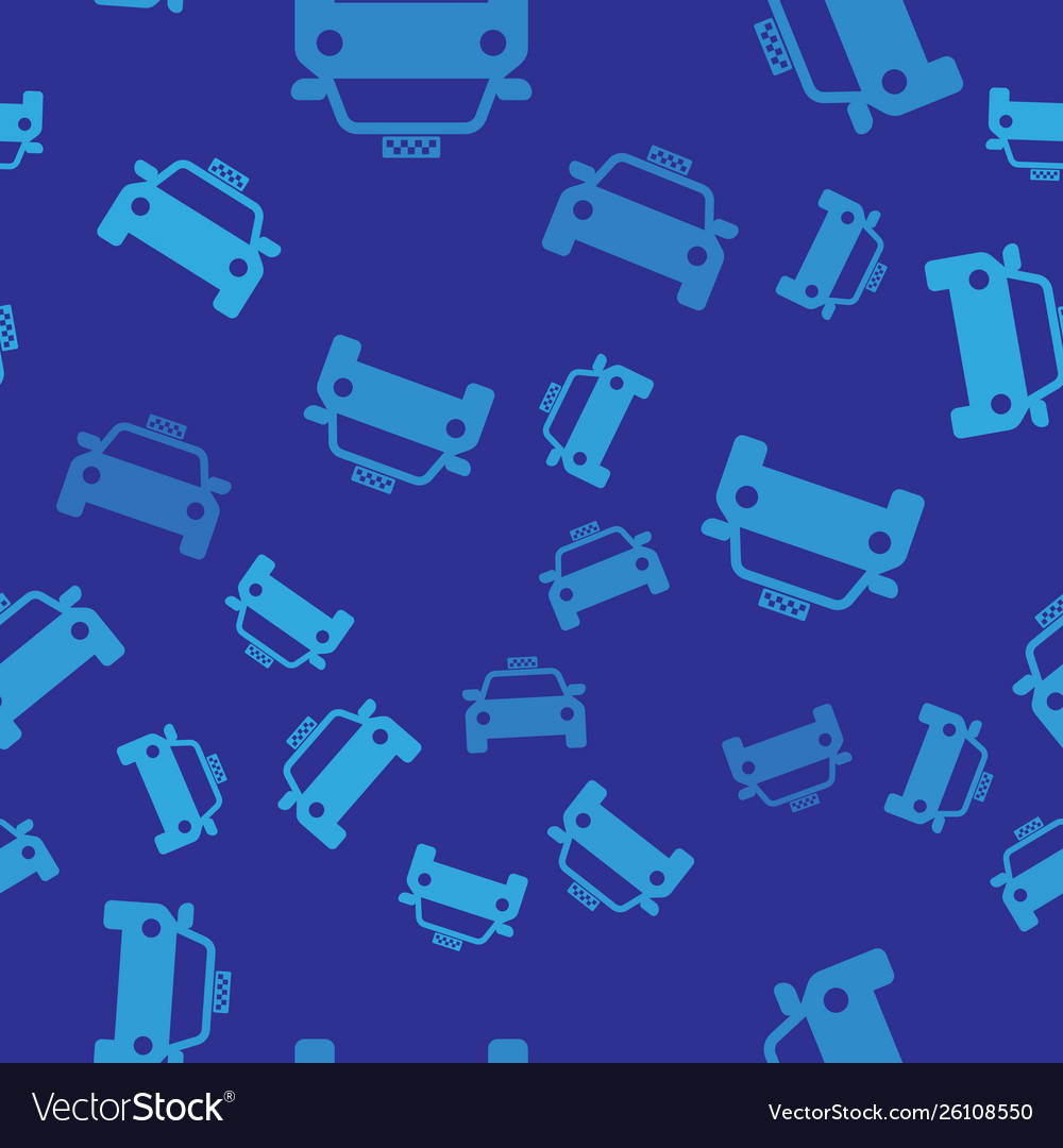 Blue taxi car icon isolated seamless pattern