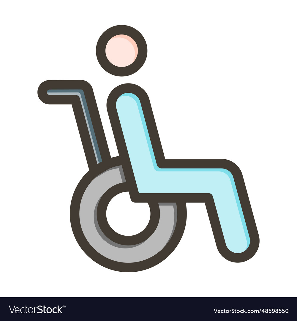 Disabled person thick line filled colors