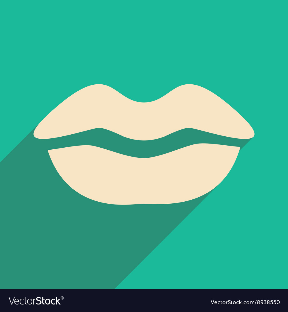 Flat with shadow icon and mobile application lips