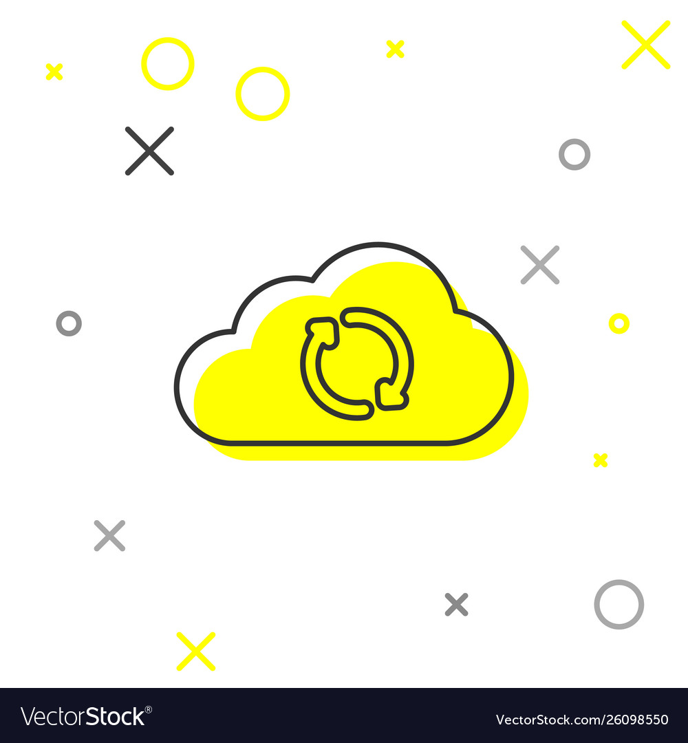 Grey cloud sync refresh line icon isolated