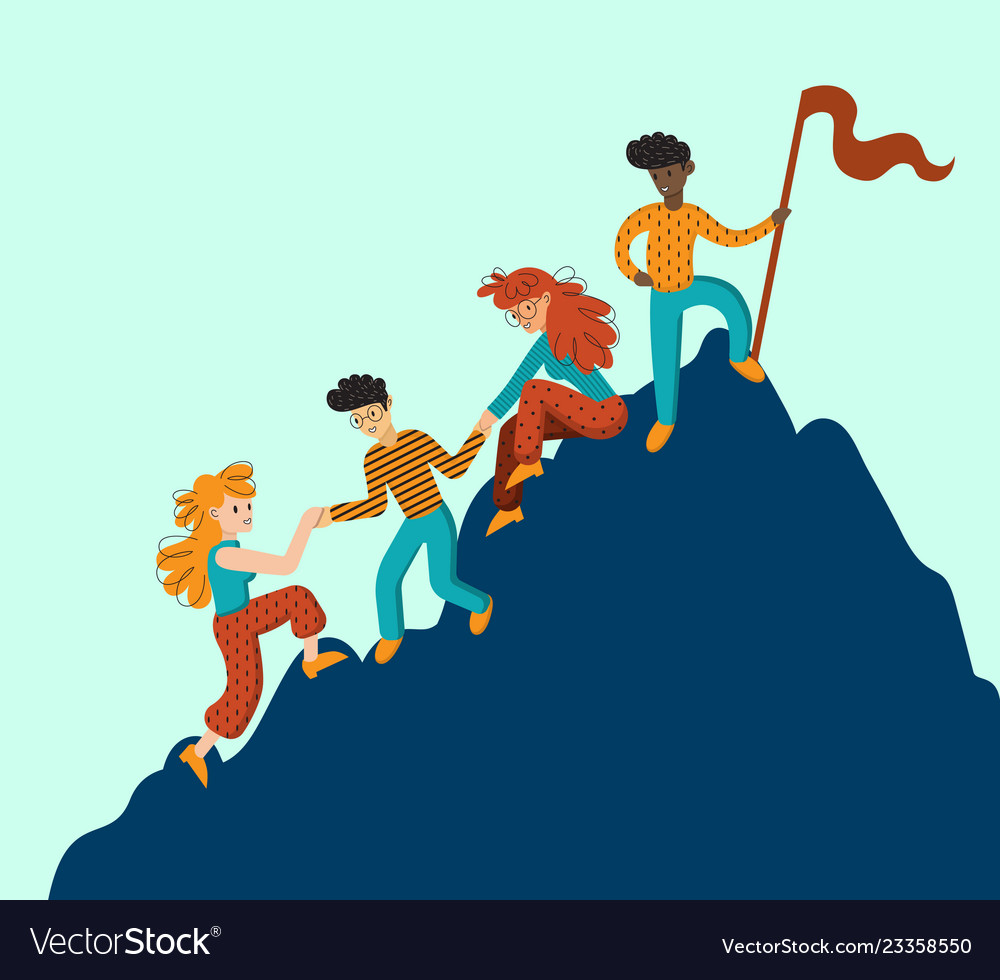 Business People Is Helping Each Other To The Top Vector Image