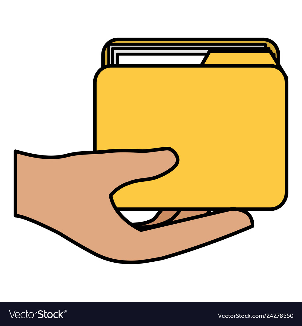 Hand with file folder Royalty Free Vector Image