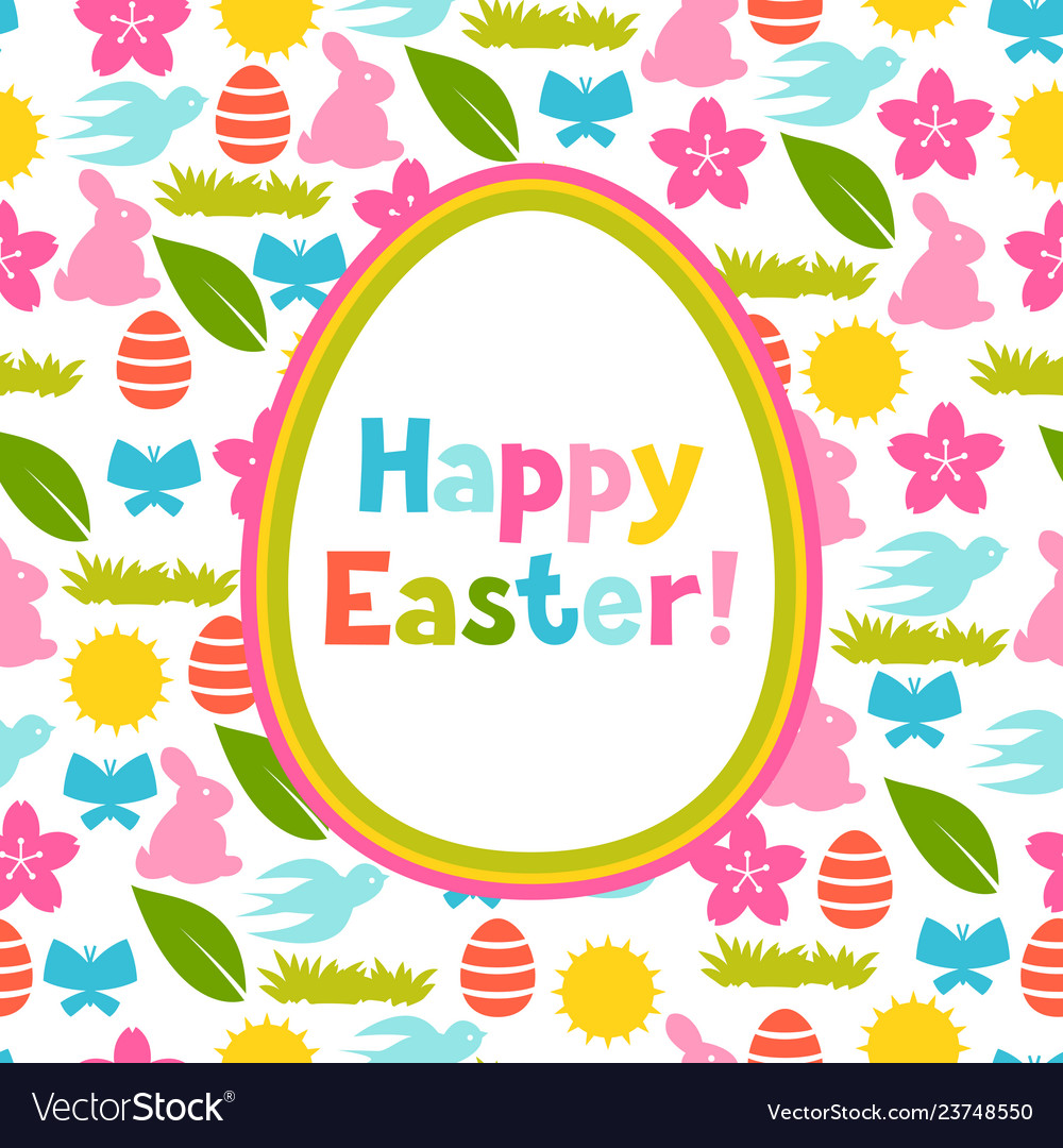 Happy easter greeting card with holiday items vector image Happy easter greeting card with holiday items