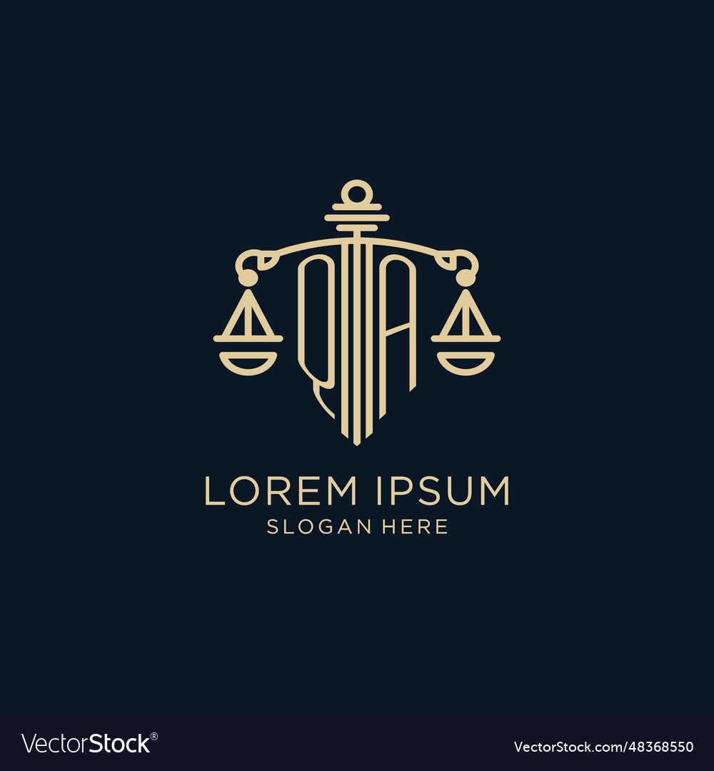 Initial qa logo with shield and scales of justice