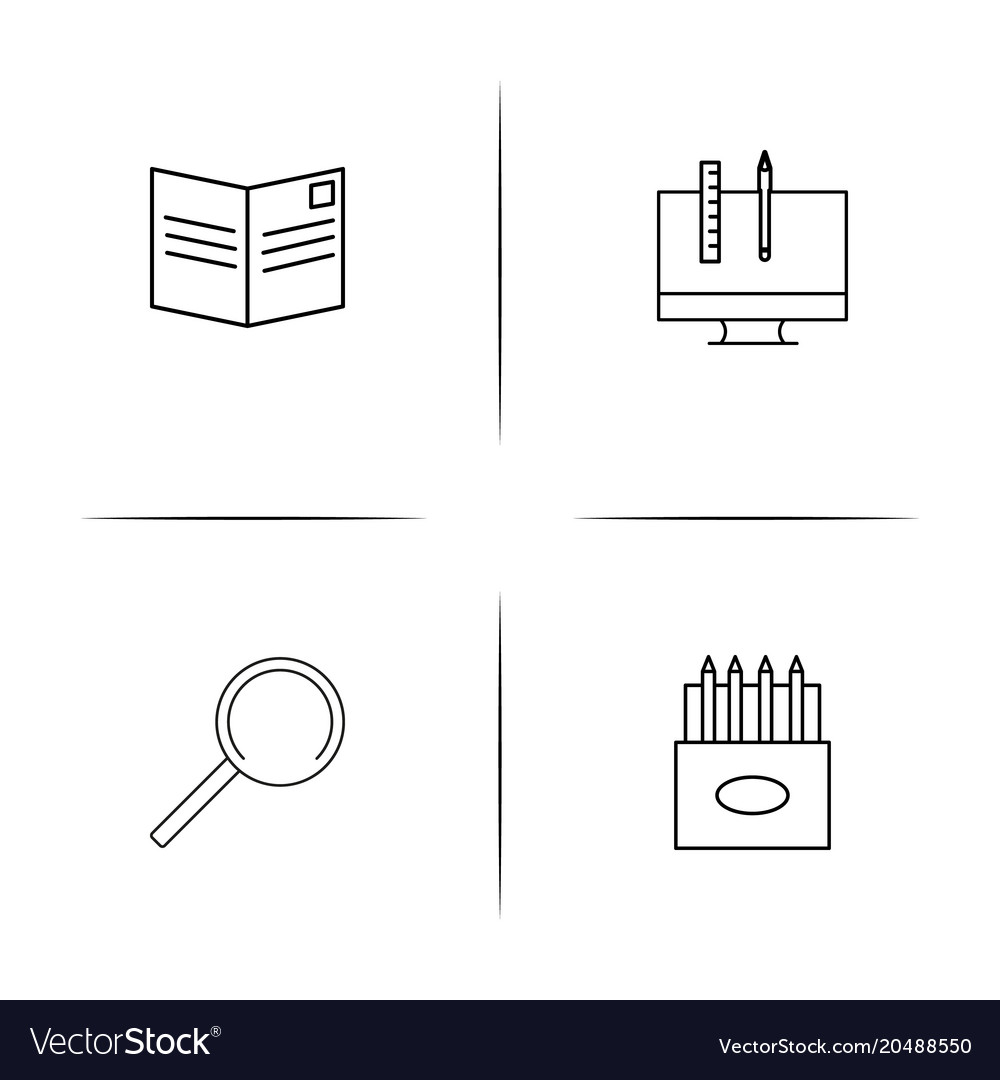 Office simple linear icons set outlined