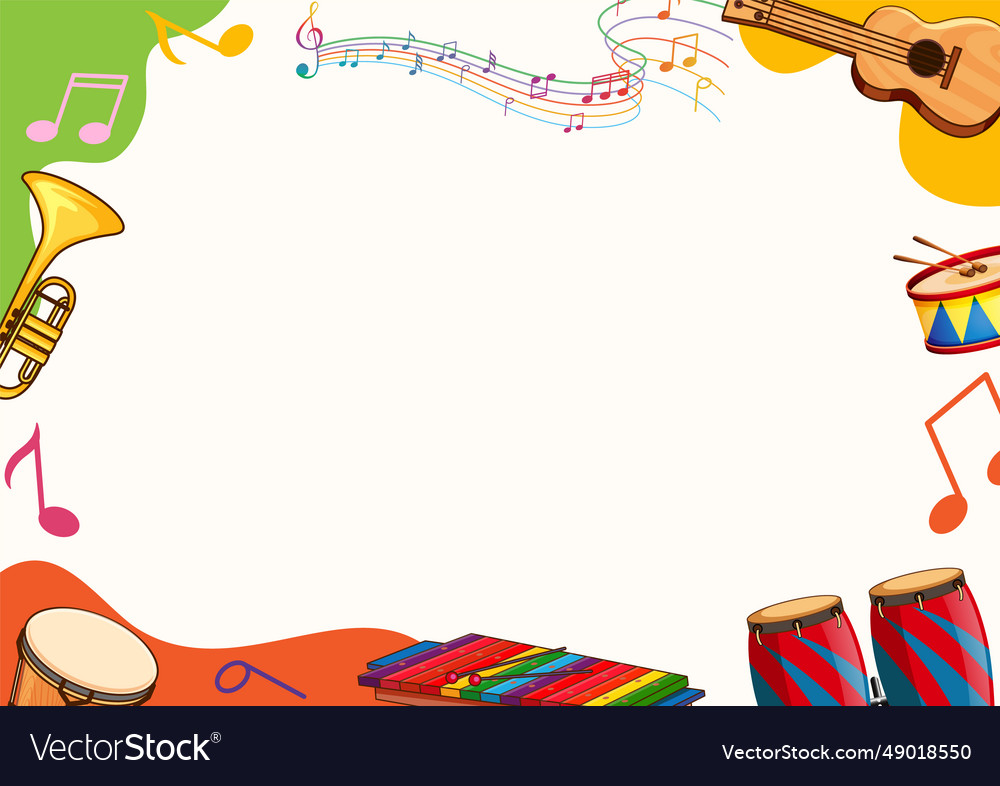 Printable music instruments theme border template Vector Image