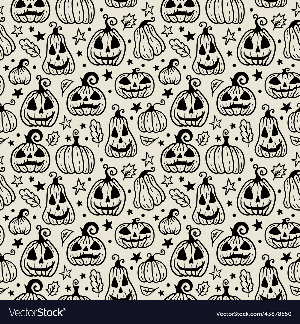 Seamless Pattern With Halloween Doodle Royalty Free Vector