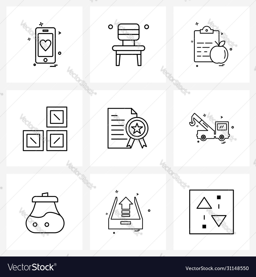 Set 9 modern line icons business attested