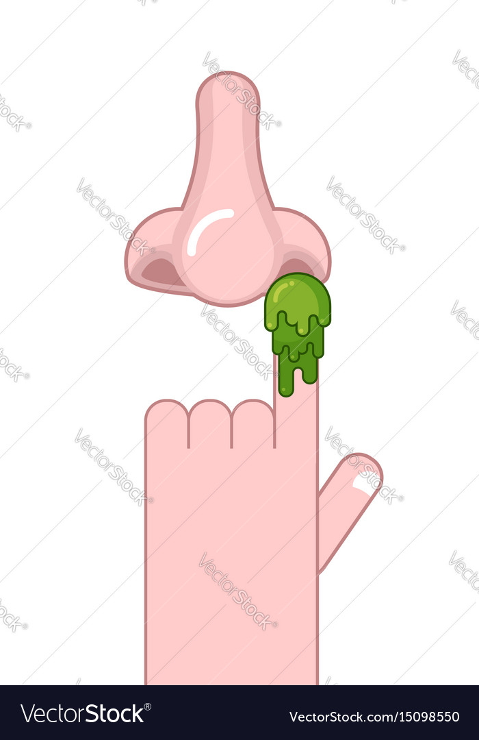 Snivel on finger pick your nose booger hand and Vector Image