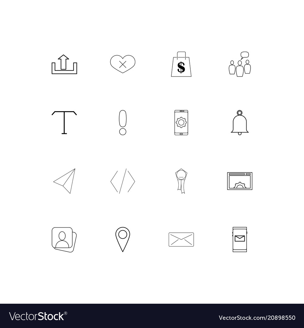Web linear thin icons set outlined simple vector image Web linear thin icons set outlined simple