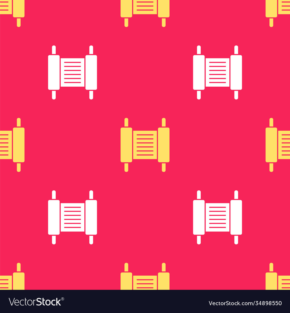 Yellow torah scroll icon isolated seamless pattern