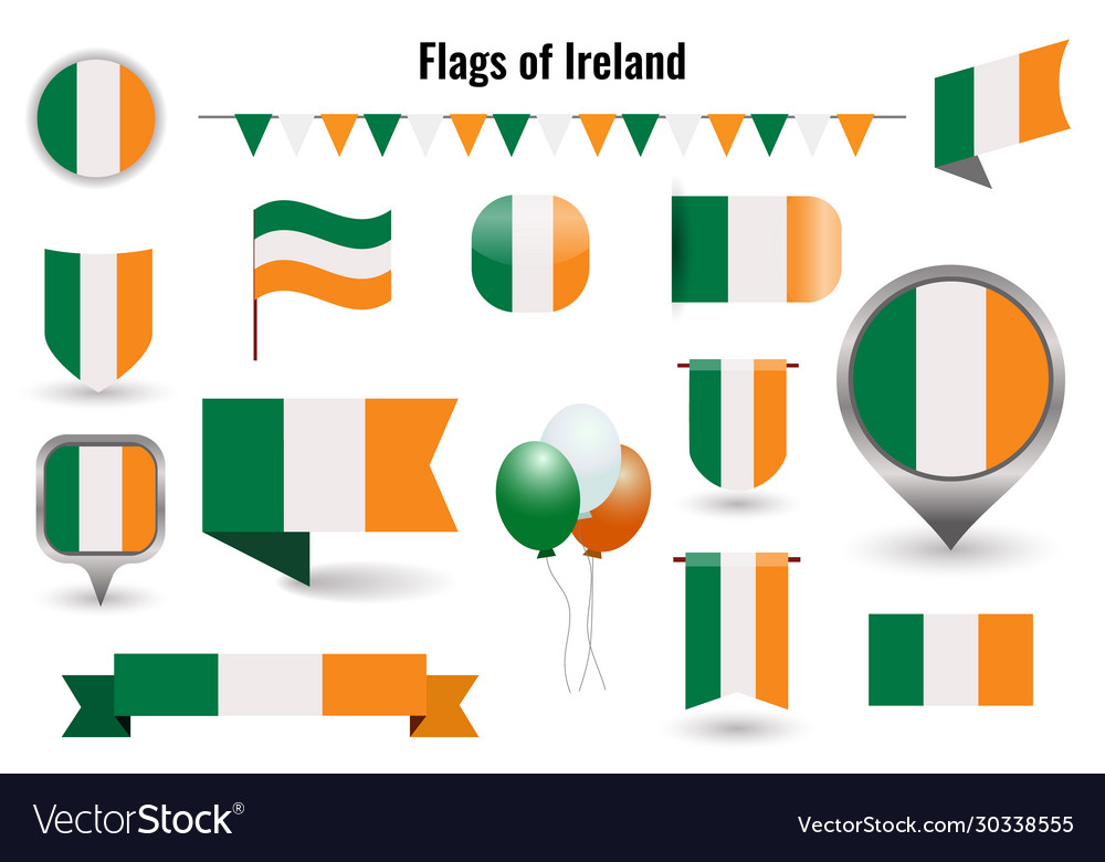 A large set icons and signs with flag