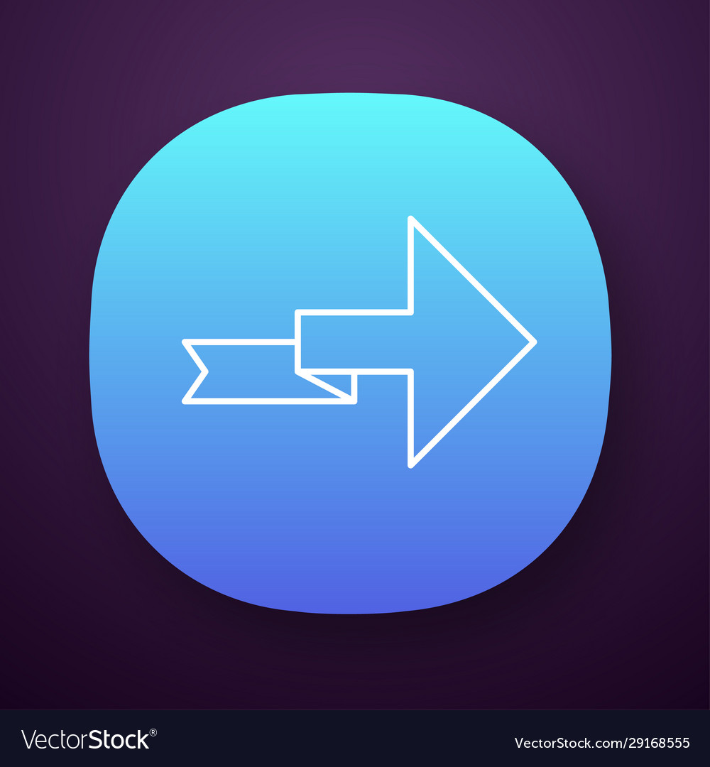 Arrow with folding line app icon right turning vector image Arrow with folding line app icon right turning
