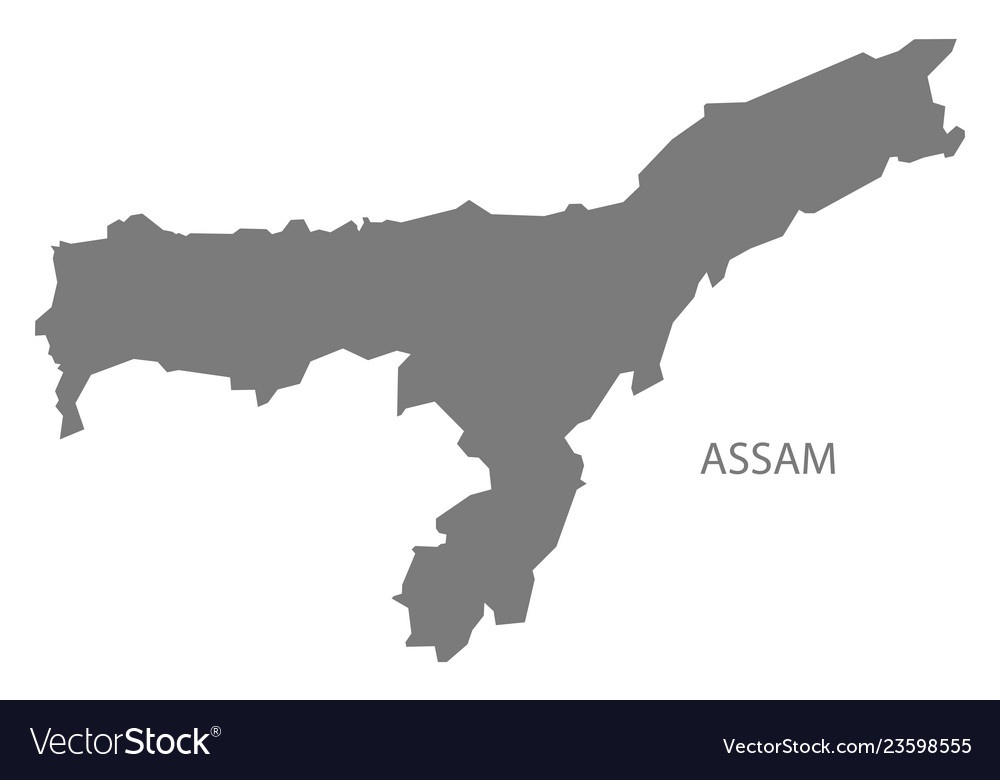 Assam india map grey Royalty Free Vector Image