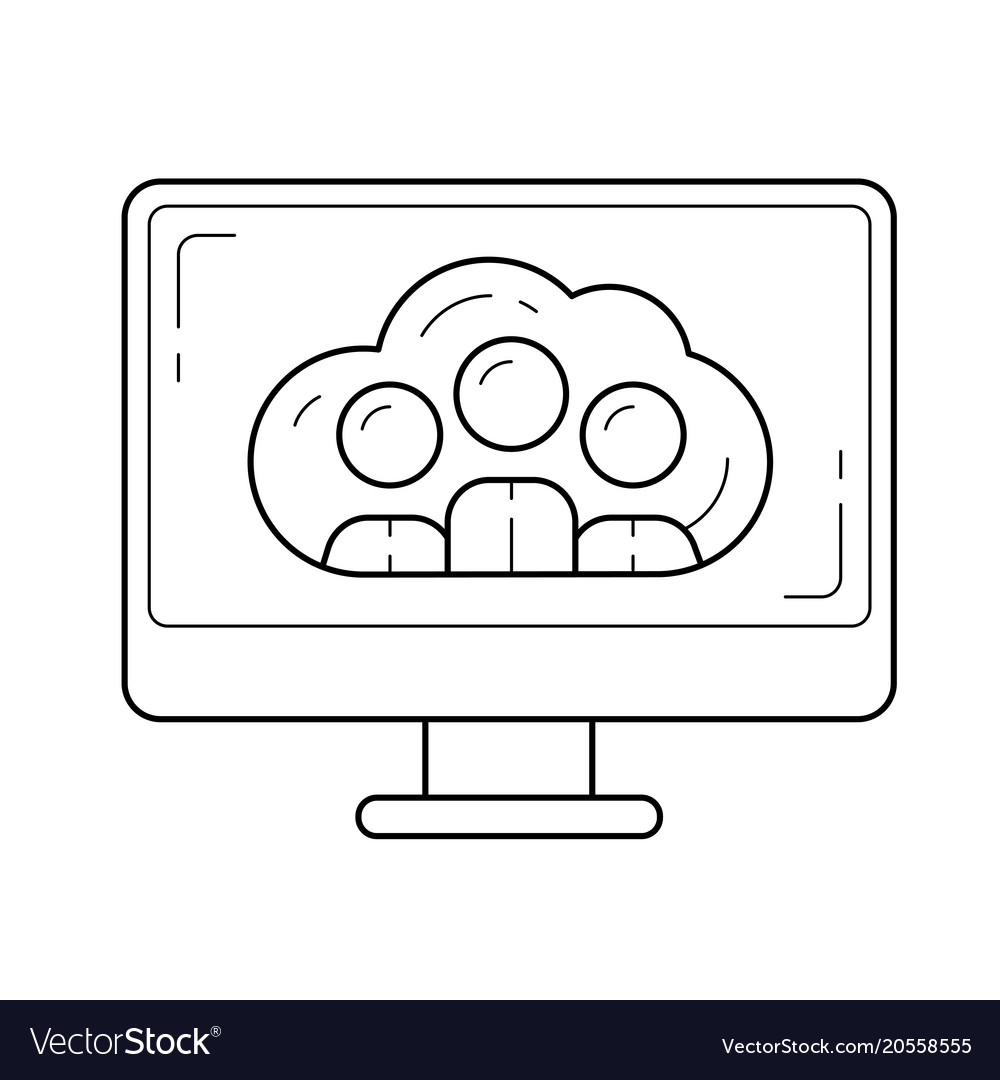 Cloud computing line icon