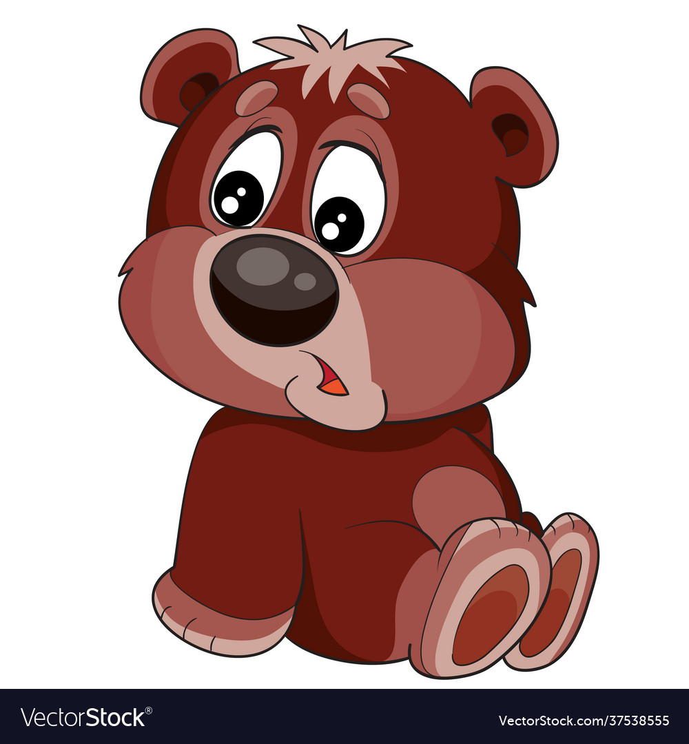 Cute character a little brown bear who sits