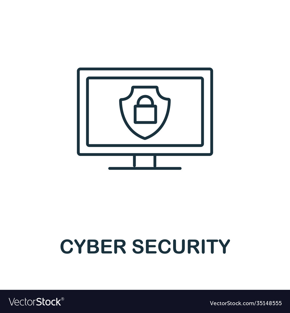 Cyber security icon simple line element