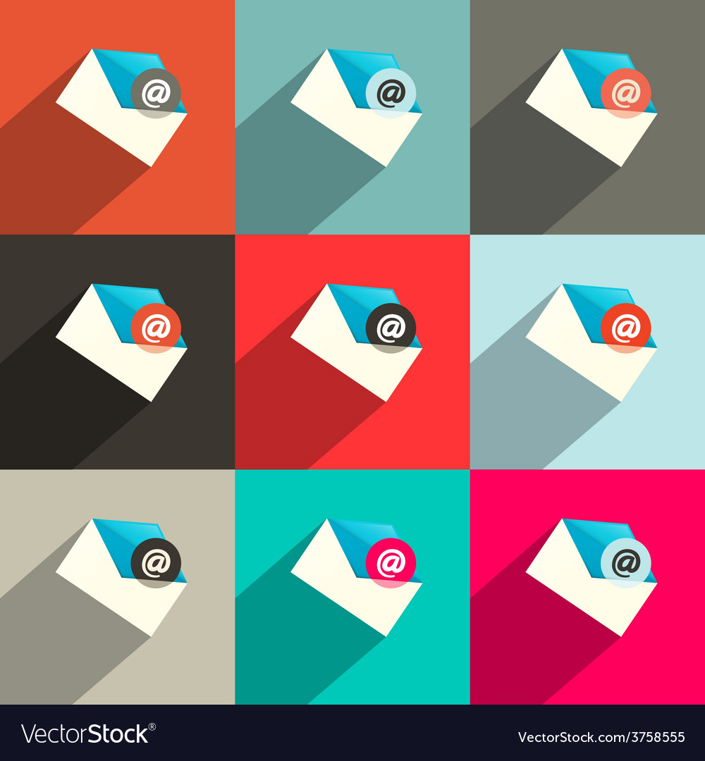Flat design ui email icons set