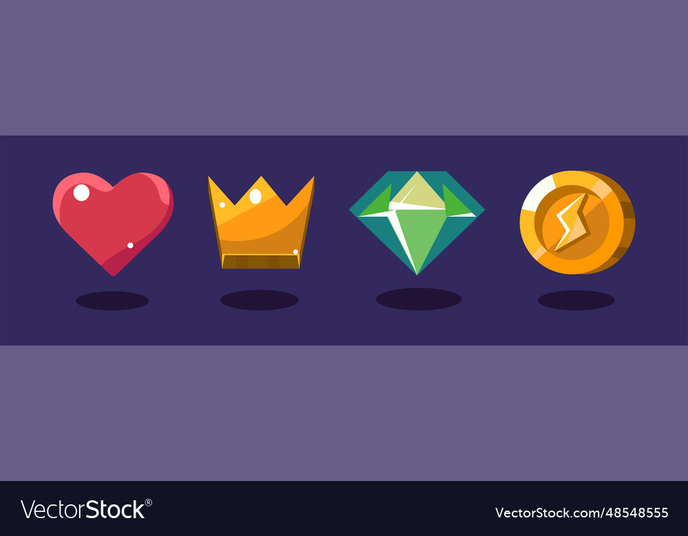 Game icon and glossy ui design element set vector image Game icon and glossy ui design element set