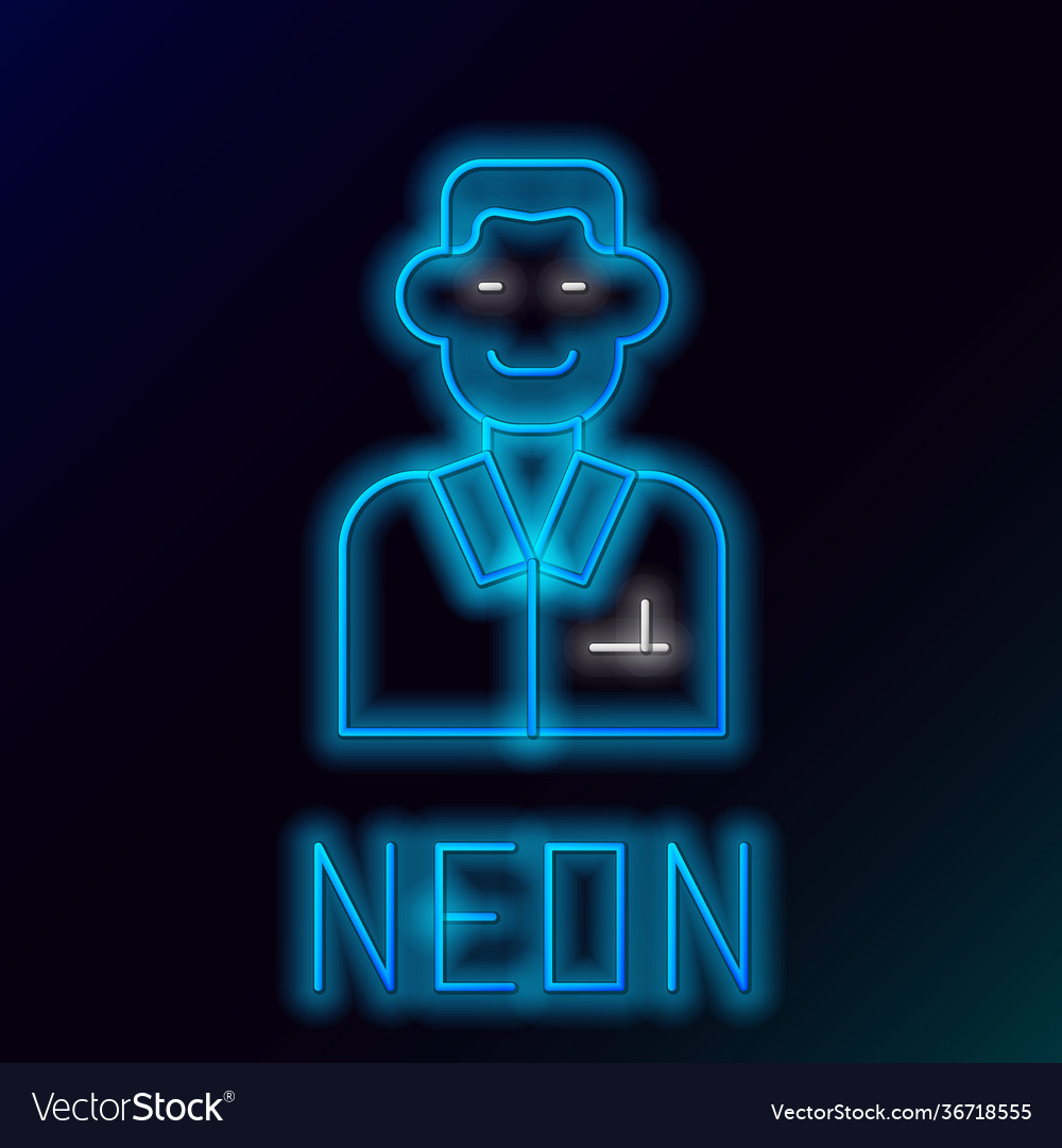 Glowing neon line trader icon isolated on black vector image Glowing neon line trader icon isolated on black