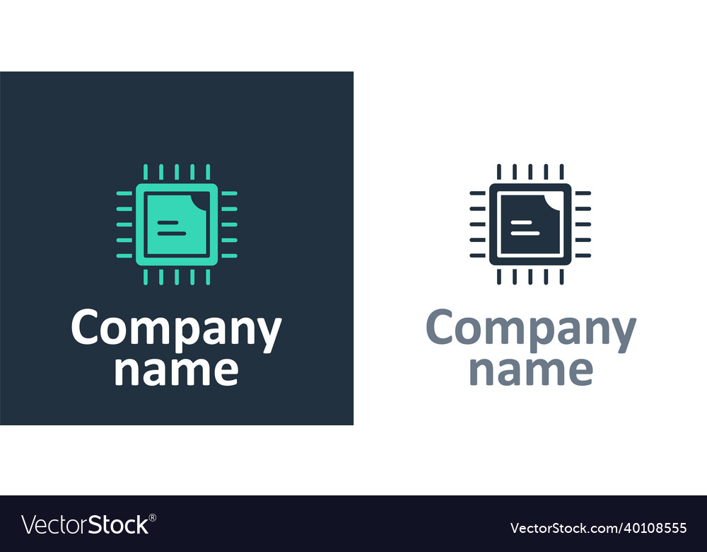 Logotype computer processor with microcircuits cpu vector image Logotype computer processor with microcircuits cpu