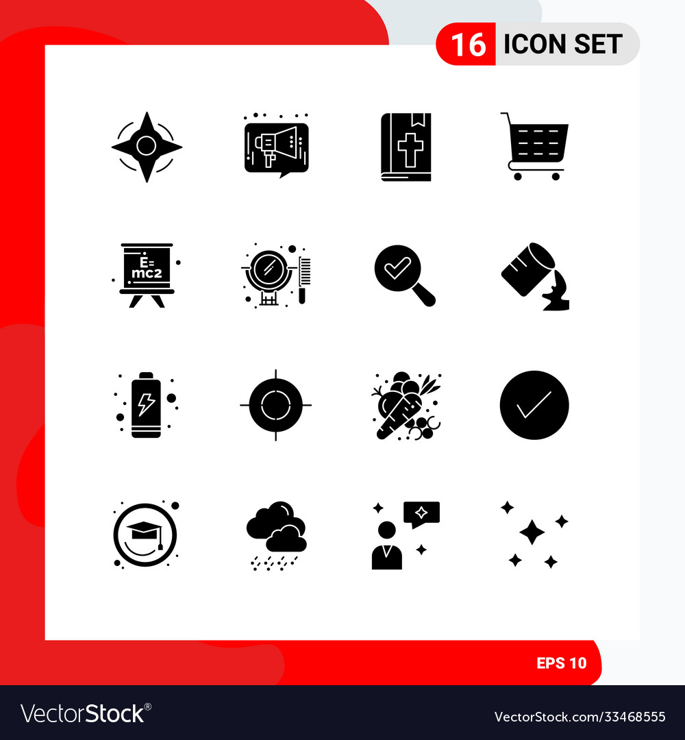 Pictograph set 16 simple solid glyphs board