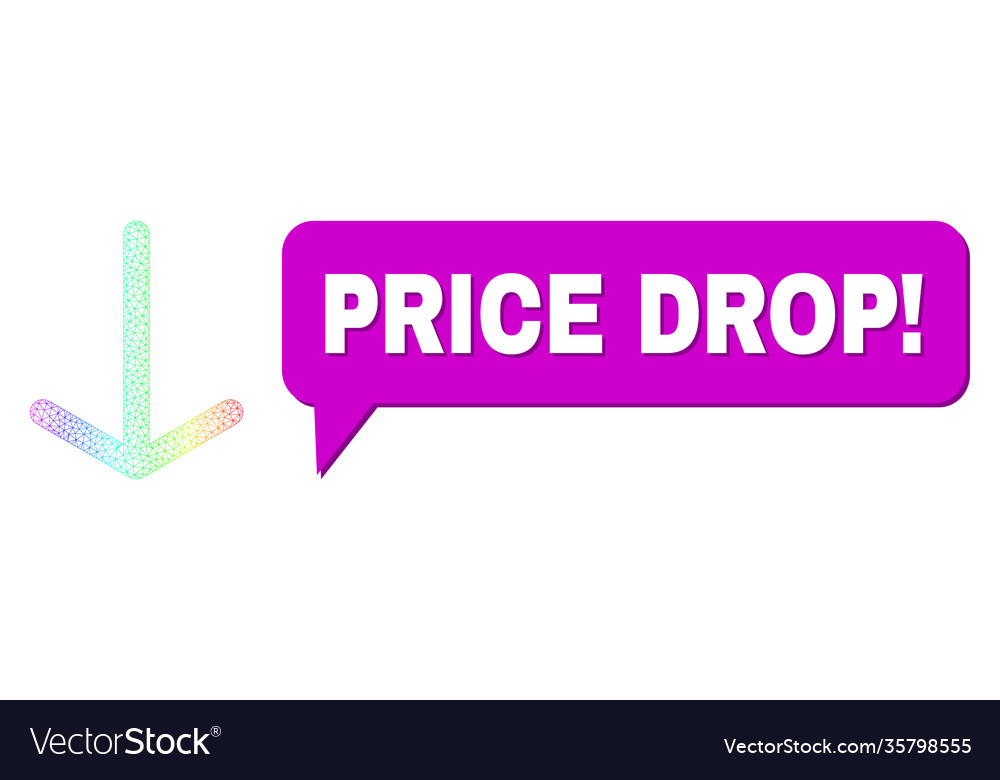 Rainbow net gradient arrow down icon and price vector image Rainbow net gradient arrow down icon and price