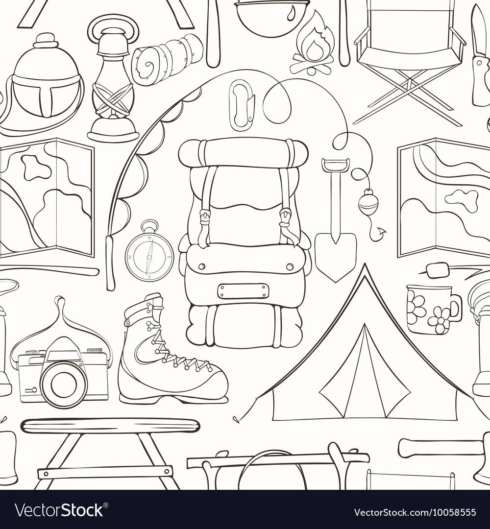 Seamless camping pattern Royalty Free Vector Image