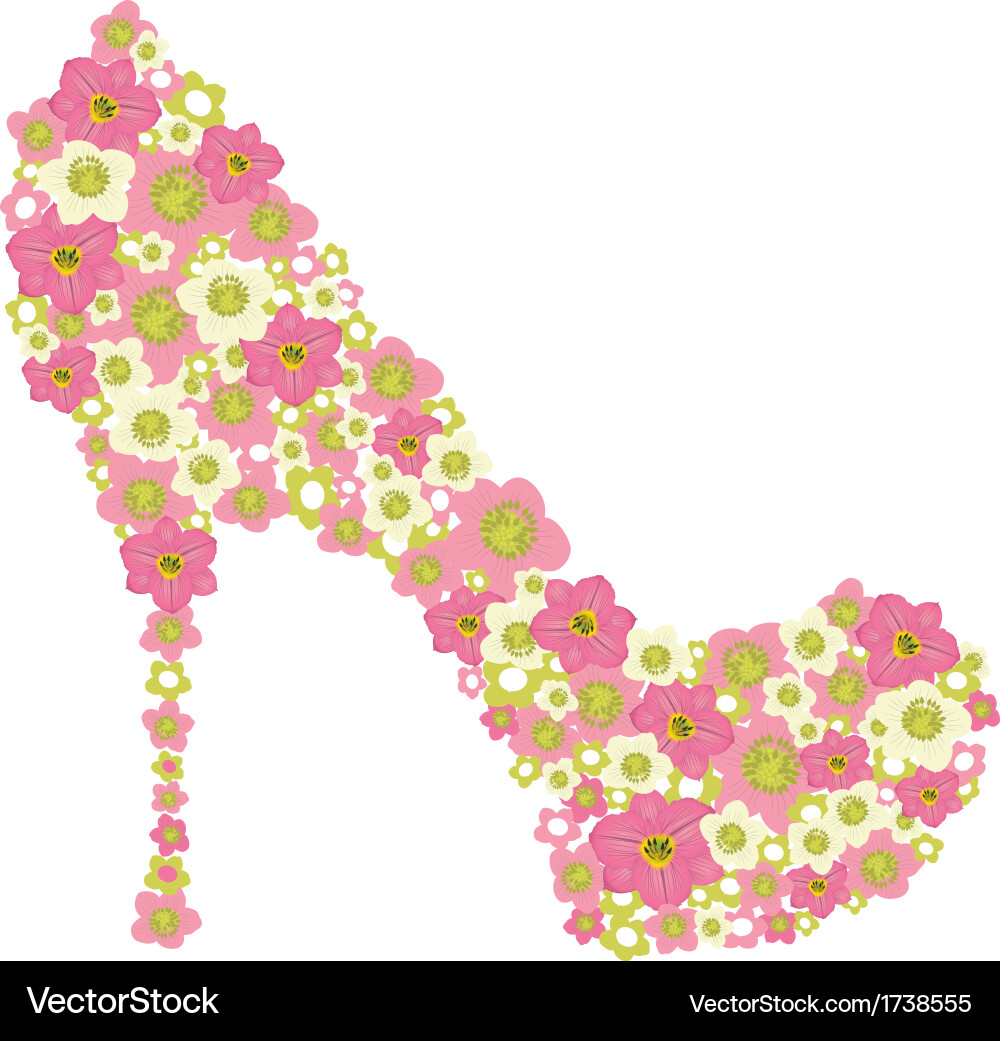 Shoe decorated with pink flowers Royalty Free Vector Image