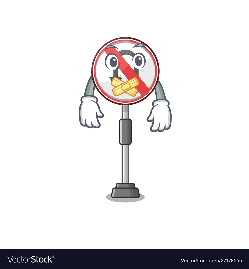 Silent no u turn cartoon above table Royalty Free Vector