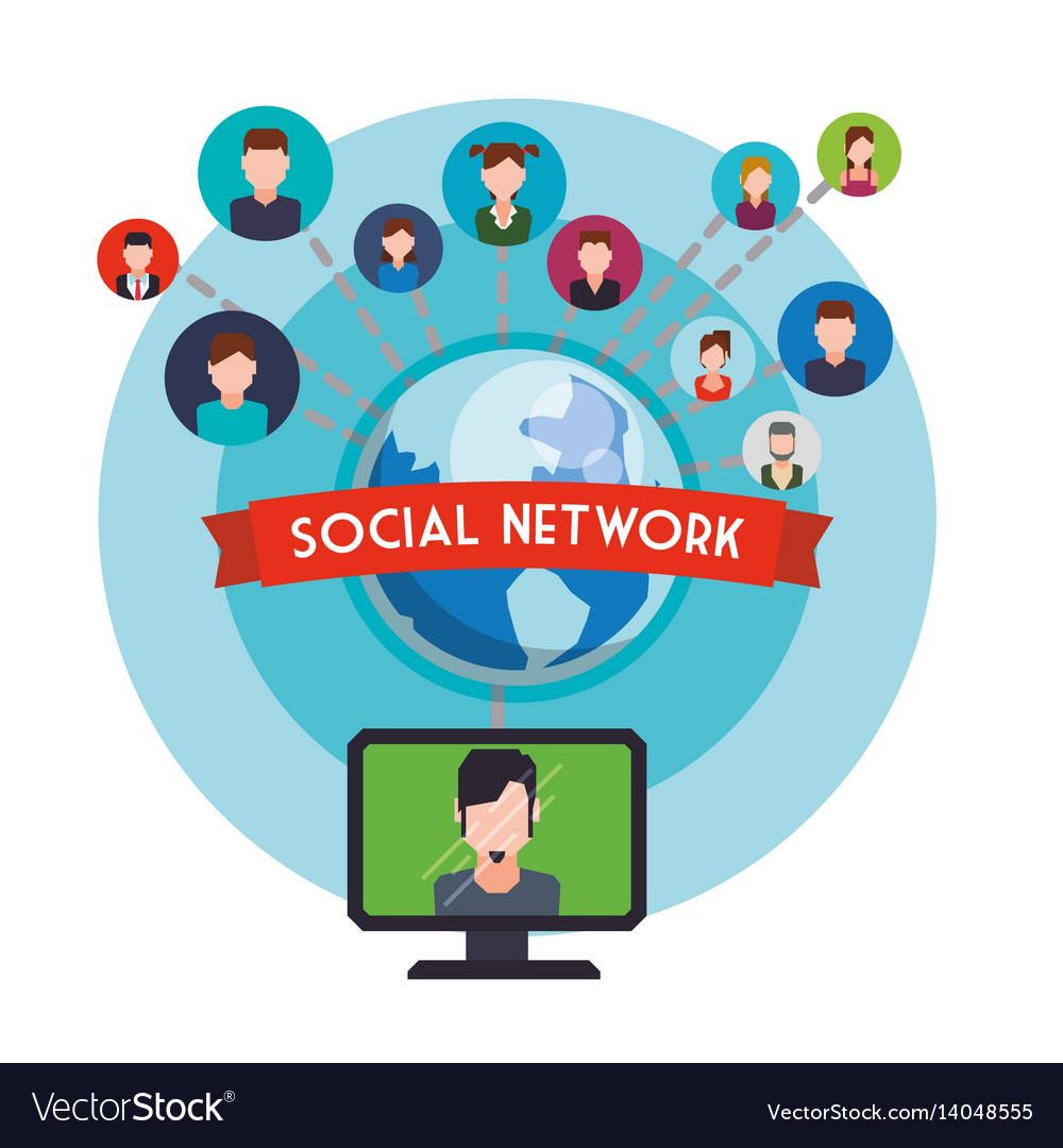 Social network design media icon isolated