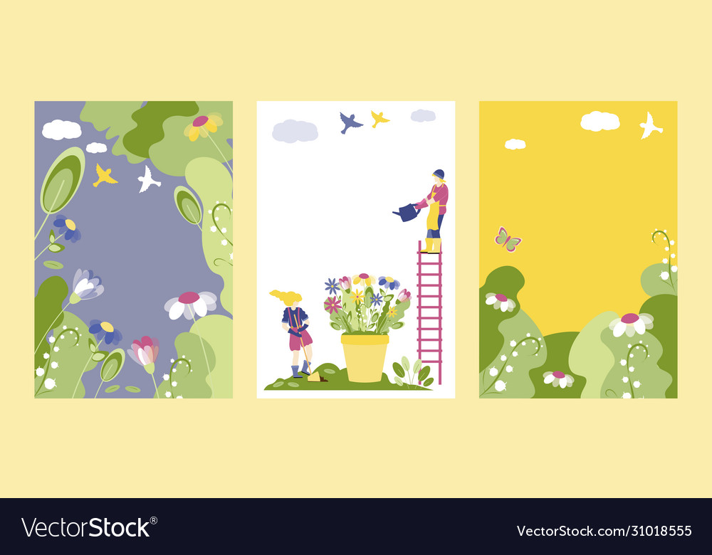 Spring set backgrounds with copy space for text Vector Image Spring set backgrounds with copy space for text