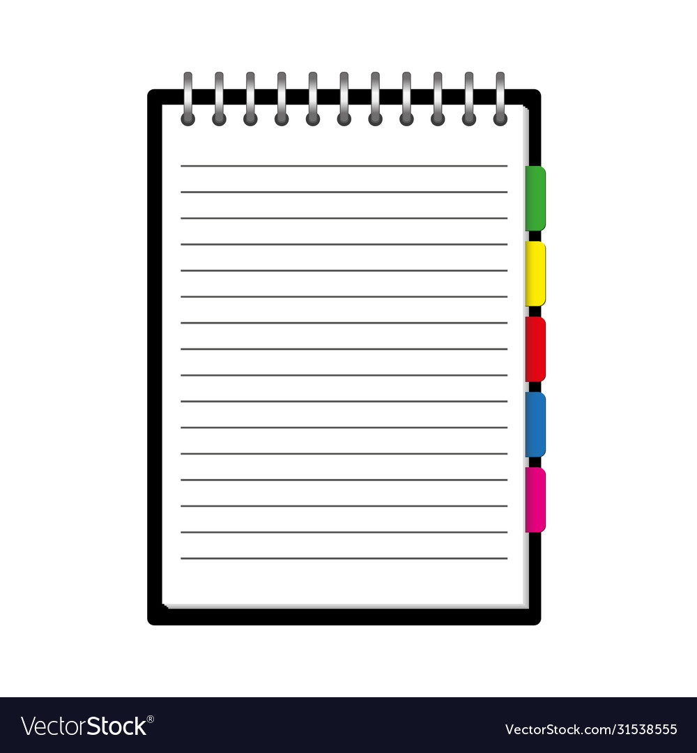 Template notebook with colored bookmarks vector image Template notebook with colored bookmarks