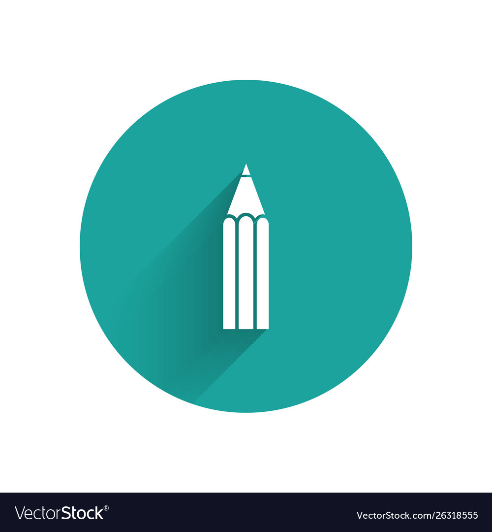 White pencil icon isolated with long shadow vector image White pencil icon isolated with long shadow