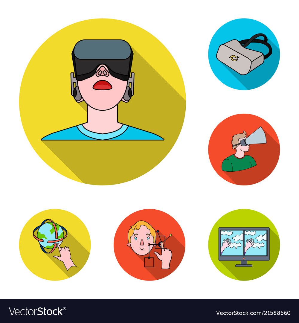 A virtual reality flat icons in set collection