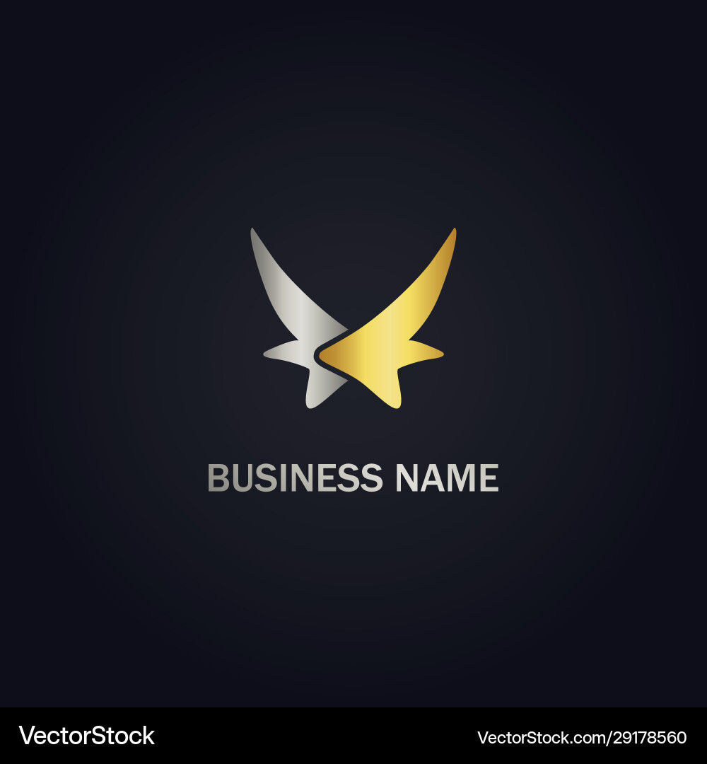 Abstract wing fly company gold logo Royalty Free Vector