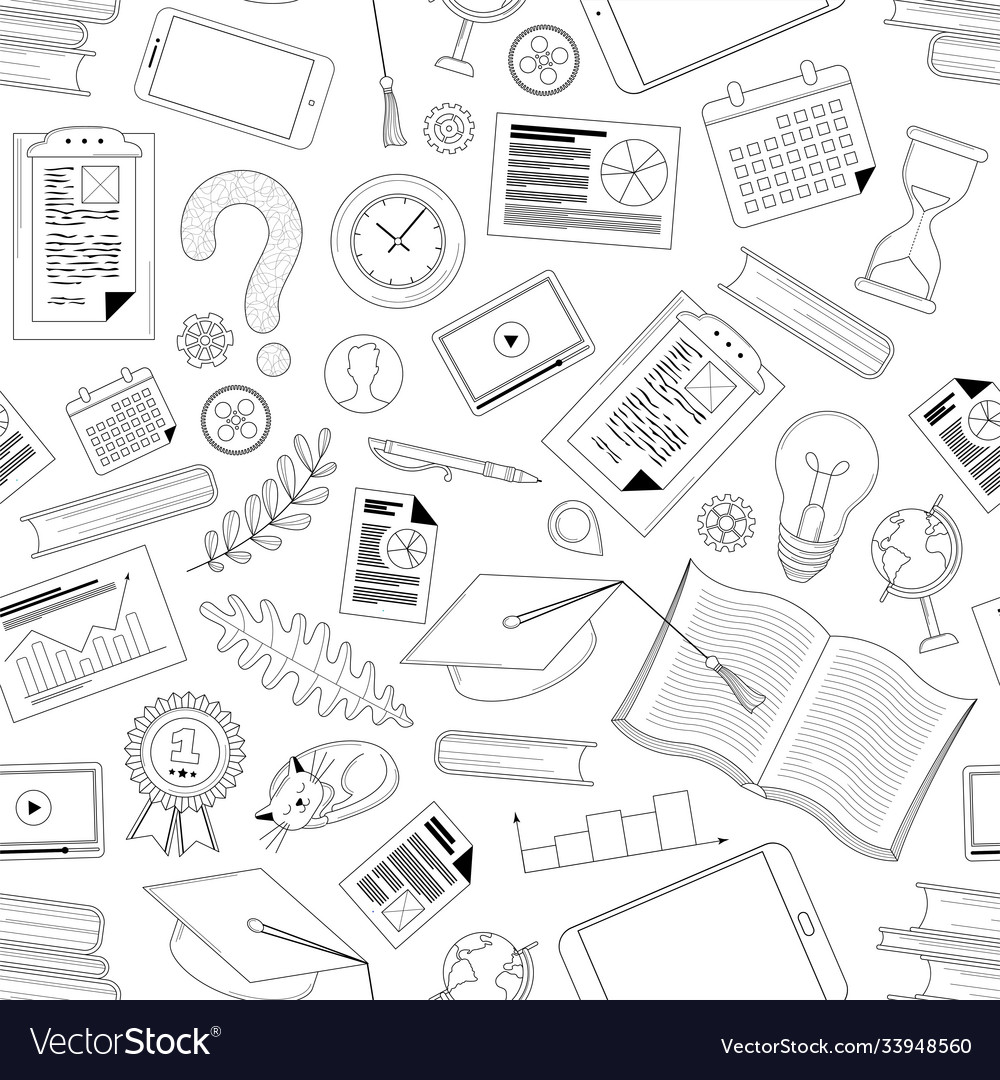 Academic Education Linear Seamless Pattern Vector Image