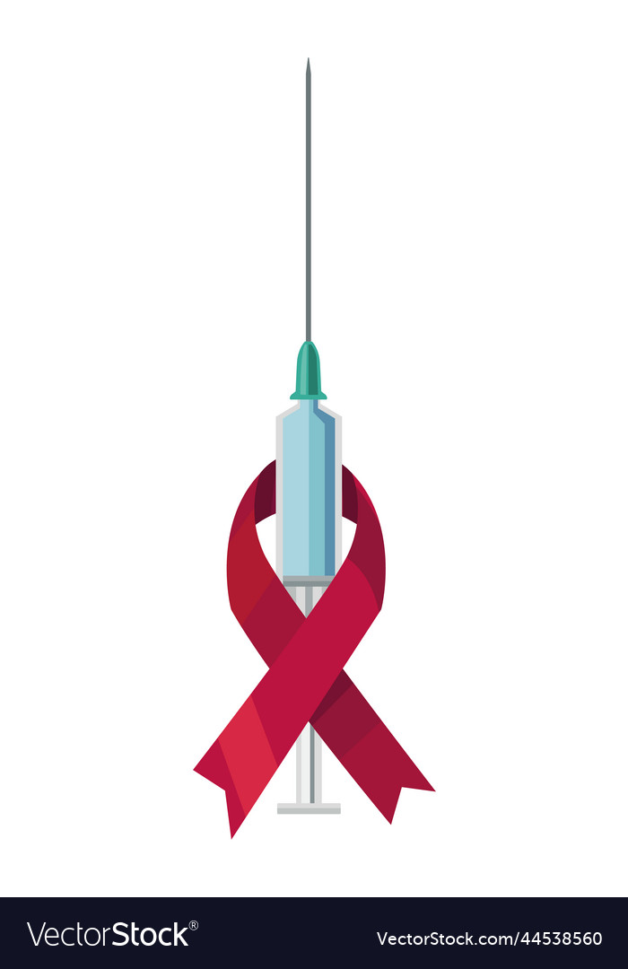 Aids ribbon campaign in syringe